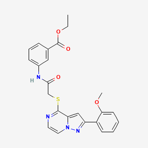 molecular formula C24H22N4O4S B6552135 ethyl 3-(2-{[2-(2-methoxyphenyl)pyrazolo[1,5-a]pyrazin-4-yl]sulfanyl}acetamido)benzoate CAS No. 1040676-15-0