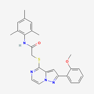 molecular formula C24H24N4O2S B6552164 2-{[2-(2-methoxyphenyl)pyrazolo[1,5-a]pyrazin-4-yl]sulfanyl}-N-(2,4,6-trimethylphenyl)acetamide CAS No. 1040676-73-0