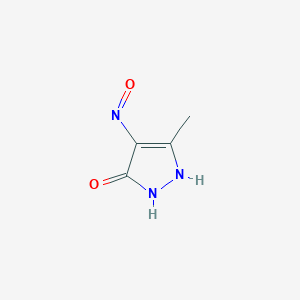 molecular formula C4H5N3O2 B065523 5-Methyl-4-nitroso-1,2-dihydropyrazol-3-one CAS No. 174816-48-9