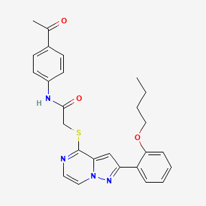 N-(4-acetylphenyl)-2-{[2-(2-butoxyphenyl)pyrazolo[1,5-a]pyrazin-4-yl]sulfanyl}acetamide