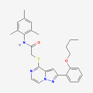 2-{[2-(2-butoxyphenyl)pyrazolo[1,5-a]pyrazin-4-yl]sulfanyl}-N-(2,4,6-trimethylphenyl)acetamide