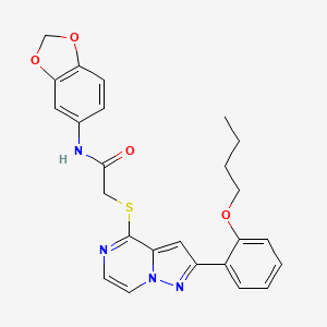 molecular formula C25H24N4O4S B6552533 N-(2H-1,3-benzodioxol-5-yl)-2-{[2-(2-butoxyphenyl)pyrazolo[1,5-a]pyrazin-4-yl]sulfanyl}acetamide CAS No. 1040654-91-8