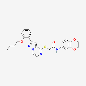 2-{[2-(2-butoxyphenyl)pyrazolo[1,5-a]pyrazin-4-yl]sulfanyl}-N-(2,3-dihydro-1,4-benzodioxin-6-yl)acetamide