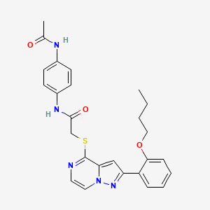 2-{[2-(2-butoxyphenyl)pyrazolo[1,5-a]pyrazin-4-yl]sulfanyl}-N-(4-acetamidophenyl)acetamide
