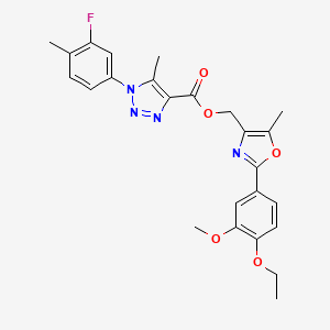 [2-(4-ethoxy-3-methoxyphenyl)-5-methyl-1,3-oxazol-4-yl]methyl 1-(3-fluoro-4-methylphenyl)-5-methyl-1H-1,2,3-triazole-4-carboxylate