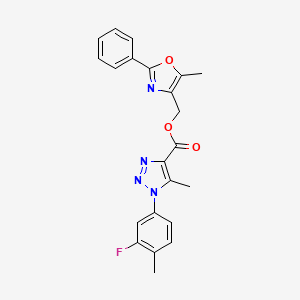 molecular formula C22H19FN4O3 B6552562 (5-methyl-2-phenyl-1,3-oxazol-4-yl)methyl 1-(3-fluoro-4-methylphenyl)-5-methyl-1H-1,2,3-triazole-4-carboxylate CAS No. 1040655-81-9