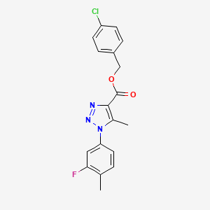molecular formula C18H15ClFN3O2 B6552581 (4-chlorophenyl)methyl 1-(3-fluoro-4-methylphenyl)-5-methyl-1H-1,2,3-triazole-4-carboxylate CAS No. 1040656-10-7