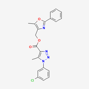 molecular formula C21H17ClN4O3 B6552597 (5-methyl-2-phenyl-1,3-oxazol-4-yl)methyl 1-(3-chlorophenyl)-5-methyl-1H-1,2,3-triazole-4-carboxylate CAS No. 1040656-39-0