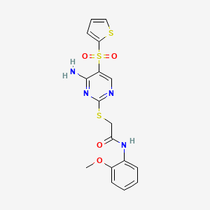 molecular formula C17H16N4O4S3 B6552620 2-{[4-amino-5-(thiophene-2-sulfonyl)pyrimidin-2-yl]sulfanyl}-N-(2-methoxyphenyl)acetamide CAS No. 1040656-55-0