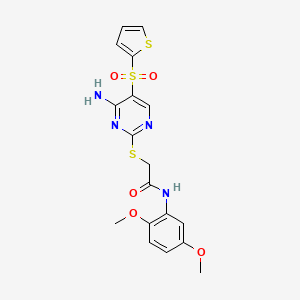 2-{[4-amino-5-(thiophene-2-sulfonyl)pyrimidin-2-yl]sulfanyl}-N-(2,5-dimethoxyphenyl)acetamide