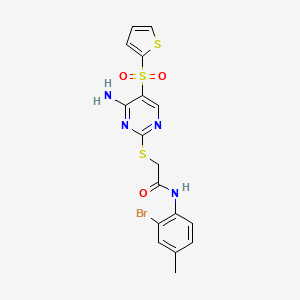 molecular formula C17H15BrN4O3S3 B6552668 2-{[4-amino-5-(thiophene-2-sulfonyl)pyrimidin-2-yl]sulfanyl}-N-(2-bromo-4-methylphenyl)acetamide CAS No. 1040657-18-8