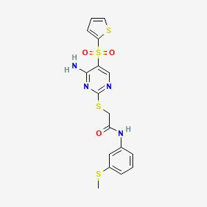 molecular formula C17H16N4O3S4 B6552680 2-{[4-amino-5-(thiophene-2-sulfonyl)pyrimidin-2-yl]sulfanyl}-N-[3-(methylsulfanyl)phenyl]acetamide CAS No. 1008108-58-4
