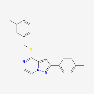 molecular formula C21H19N3S B6552730 2-(4-methylphenyl)-4-{[(3-methylphenyl)methyl]sulfanyl}pyrazolo[1,5-a]pyrazine CAS No. 1040658-78-3