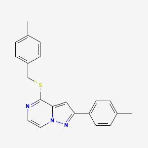 molecular formula C21H19N3S B6552733 2-(4-methylphenyl)-4-{[(4-methylphenyl)methyl]sulfanyl}pyrazolo[1,5-a]pyrazine CAS No. 1040658-83-0