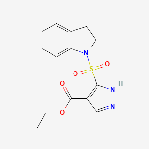 ethyl 5-(2,3-dihydro-1H-indole-1-sulfonyl)-1H-pyrazole-4-carboxylate