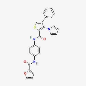 molecular formula C26H19N3O3S B6552813 N-{4-[4-phenyl-3-(1H-pyrrol-1-yl)thiophene-2-amido]phenyl}furan-2-carboxamide CAS No. 1040632-65-2