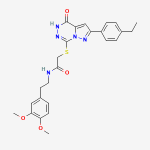 molecular formula C25H27N5O4S B6552820 N-[2-(3,4-dimethoxyphenyl)ethyl]-2-{[2-(4-ethylphenyl)-4-oxo-4H,5H-pyrazolo[1,5-d][1,2,4]triazin-7-yl]sulfanyl}acetamide CAS No. 1040632-73-2