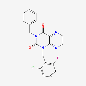 molecular formula C20H14ClFN4O2 B6552831 3-benzyl-1-[(2-chloro-6-fluorophenyl)methyl]-1,2,3,4-tetrahydropteridine-2,4-dione CAS No. 1040632-83-4