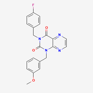 molecular formula C21H17FN4O3 B6552841 3-[(4-fluorophenyl)methyl]-1-[(3-methoxyphenyl)methyl]-1,2,3,4-tetrahydropteridine-2,4-dione CAS No. 1040633-13-3