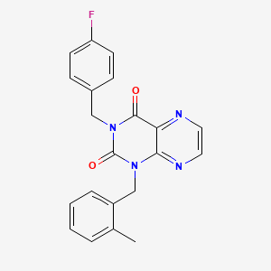 molecular formula C21H17FN4O2 B6552859 3-[(4-fluorophenyl)methyl]-1-[(2-methylphenyl)methyl]-1,2,3,4-tetrahydropteridine-2,4-dione CAS No. 1040633-31-5
