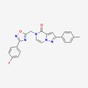 molecular formula C22H16FN5O2 B6552872 5-{[3-(4-fluorophenyl)-1,2,4-oxadiazol-5-yl]methyl}-2-(4-methylphenyl)-4H,5H-pyrazolo[1,5-a]pyrazin-4-one CAS No. 1040633-73-5