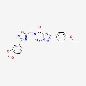 molecular formula C24H19N5O5 B6552881 5-{[3-(2H-1,3-benzodioxol-5-yl)-1,2,4-oxadiazol-5-yl]methyl}-2-(4-ethoxyphenyl)-4H,5H-pyrazolo[1,5-a]pyrazin-4-one CAS No. 1040633-91-7
