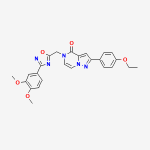 molecular formula C25H23N5O5 B6552895 5-{[3-(3,4-dimethoxyphenyl)-1,2,4-oxadiazol-5-yl]methyl}-2-(4-ethoxyphenyl)-4H,5H-pyrazolo[1,5-a]pyrazin-4-one CAS No. 1040634-05-6