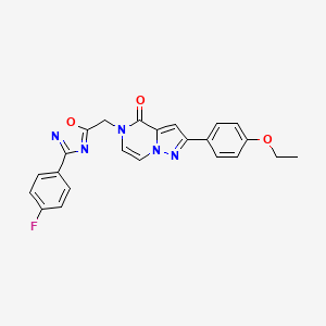 molecular formula C23H18FN5O3 B6552903 2-(4-ethoxyphenyl)-5-{[3-(4-fluorophenyl)-1,2,4-oxadiazol-5-yl]methyl}-4H,5H-pyrazolo[1,5-a]pyrazin-4-one CAS No. 1040634-19-2