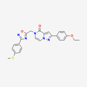molecular formula C24H21N5O3S B6552916 2-(4-ethoxyphenyl)-5-({3-[4-(methylsulfanyl)phenyl]-1,2,4-oxadiazol-5-yl}methyl)-4H,5H-pyrazolo[1,5-a]pyrazin-4-one CAS No. 1040634-40-9