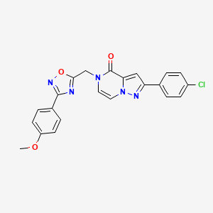 molecular formula C22H16ClN5O3 B6552919 2-(4-chlorophenyl)-5-{[3-(4-methoxyphenyl)-1,2,4-oxadiazol-5-yl]methyl}-4H,5H-pyrazolo[1,5-a]pyrazin-4-one CAS No. 1040634-56-7