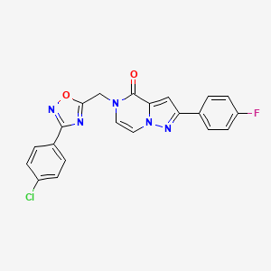 molecular formula C21H13ClFN5O2 B6552963 5-{[3-(4-chlorophenyl)-1,2,4-oxadiazol-5-yl]methyl}-2-(4-fluorophenyl)-4H,5H-pyrazolo[1,5-a]pyrazin-4-one CAS No. 1040635-36-6