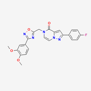 molecular formula C23H18FN5O4 B6552973 5-{[3-(3,4-dimethoxyphenyl)-1,2,4-oxadiazol-5-yl]methyl}-2-(4-fluorophenyl)-4H,5H-pyrazolo[1,5-a]pyrazin-4-one CAS No. 1040635-52-6