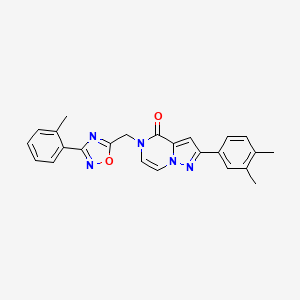 molecular formula C24H21N5O2 B6553013 2-(3,4-dimethylphenyl)-5-{[3-(2-methylphenyl)-1,2,4-oxadiazol-5-yl]methyl}-4H,5H-pyrazolo[1,5-a]pyrazin-4-one CAS No. 1040636-15-4
