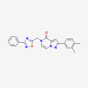 molecular formula C23H19N5O2 B6553019 2-(3,4-dimethylphenyl)-5-[(3-phenyl-1,2,4-oxadiazol-5-yl)methyl]-4H,5H-pyrazolo[1,5-a]pyrazin-4-one CAS No. 1040636-07-4