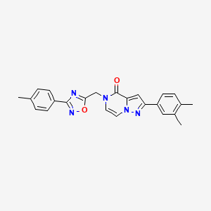 molecular formula C24H21N5O2 B6553023 2-(3,4-dimethylphenyl)-5-{[3-(4-methylphenyl)-1,2,4-oxadiazol-5-yl]methyl}-4H,5H-pyrazolo[1,5-a]pyrazin-4-one CAS No. 1040636-31-4