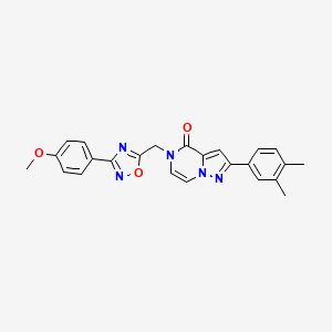 molecular formula C24H21N5O3 B6553033 2-(3,4-dimethylphenyl)-5-{[3-(4-methoxyphenyl)-1,2,4-oxadiazol-5-yl]methyl}-4H,5H-pyrazolo[1,5-a]pyrazin-4-one CAS No. 1040636-39-2
