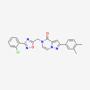 molecular formula C23H18ClN5O2 B6553039 5-{[3-(2-chlorophenyl)-1,2,4-oxadiazol-5-yl]methyl}-2-(3,4-dimethylphenyl)-4H,5H-pyrazolo[1,5-a]pyrazin-4-one CAS No. 1040636-47-2