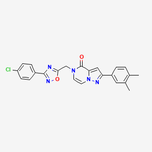 molecular formula C23H18ClN5O2 B6553045 5-{[3-(4-chlorophenyl)-1,2,4-oxadiazol-5-yl]methyl}-2-(3,4-dimethylphenyl)-4H,5H-pyrazolo[1,5-a]pyrazin-4-one CAS No. 1040636-61-0
