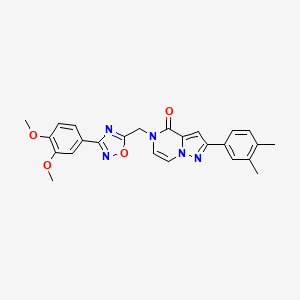 molecular formula C25H23N5O4 B6553048 5-{[3-(3,4-dimethoxyphenyl)-1,2,4-oxadiazol-5-yl]methyl}-2-(3,4-dimethylphenyl)-4H,5H-pyrazolo[1,5-a]pyrazin-4-one CAS No. 1040636-82-5