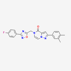molecular formula C23H18FN5O2 B6553053 2-(3,4-dimethylphenyl)-5-{[3-(4-fluorophenyl)-1,2,4-oxadiazol-5-yl]methyl}-4H,5H-pyrazolo[1,5-a]pyrazin-4-one CAS No. 1040636-98-3