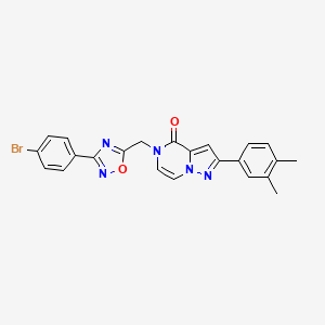 molecular formula C23H18BrN5O2 B6553056 5-{[3-(4-bromophenyl)-1,2,4-oxadiazol-5-yl]methyl}-2-(3,4-dimethylphenyl)-4H,5H-pyrazolo[1,5-a]pyrazin-4-one CAS No. 1040636-75-6