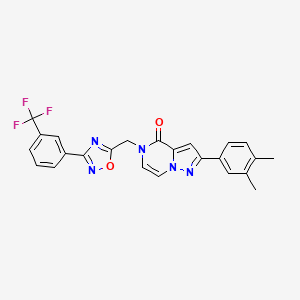 molecular formula C24H18F3N5O2 B6553062 2-(3,4-dimethylphenyl)-5-({3-[3-(trifluoromethyl)phenyl]-1,2,4-oxadiazol-5-yl}methyl)-4H,5H-pyrazolo[1,5-a]pyrazin-4-one CAS No. 1040636-90-5