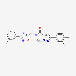 molecular formula C23H18BrN5O2 B6553074 5-{[3-(3-bromophenyl)-1,2,4-oxadiazol-5-yl]methyl}-2-(3,4-dimethylphenyl)-4H,5H-pyrazolo[1,5-a]pyrazin-4-one CAS No. 1040637-30-6