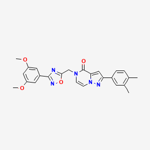 molecular formula C25H23N5O4 B6553076 5-{[3-(3,5-dimethoxyphenyl)-1,2,4-oxadiazol-5-yl]methyl}-2-(3,4-dimethylphenyl)-4H,5H-pyrazolo[1,5-a]pyrazin-4-one CAS No. 1040637-22-6