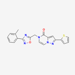 molecular formula C20H15N5O2S B6553098 5-{[3-(2-methylphenyl)-1,2,4-oxadiazol-5-yl]methyl}-2-(thiophen-2-yl)-4H,5H-pyrazolo[1,5-a]pyrazin-4-one CAS No. 1040637-54-4