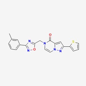 molecular formula C20H15N5O2S B6553104 5-{[3-(3-methylphenyl)-1,2,4-oxadiazol-5-yl]methyl}-2-(thiophen-2-yl)-4H,5H-pyrazolo[1,5-a]pyrazin-4-one CAS No. 1040637-61-3
