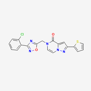 molecular formula C19H12ClN5O2S B6553107 5-{[3-(2-chlorophenyl)-1,2,4-oxadiazol-5-yl]methyl}-2-(thiophen-2-yl)-4H,5H-pyrazolo[1,5-a]pyrazin-4-one CAS No. 1040637-82-8