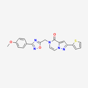 molecular formula C20H15N5O3S B6553108 5-{[3-(4-methoxyphenyl)-1,2,4-oxadiazol-5-yl]methyl}-2-(thiophen-2-yl)-4H,5H-pyrazolo[1,5-a]pyrazin-4-one CAS No. 1040637-75-9