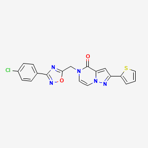 molecular formula C19H12ClN5O2S B6553114 5-{[3-(4-chlorophenyl)-1,2,4-oxadiazol-5-yl]methyl}-2-(thiophen-2-yl)-4H,5H-pyrazolo[1,5-a]pyrazin-4-one CAS No. 1040637-97-5