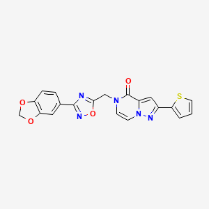 molecular formula C20H13N5O4S B6553120 5-{[3-(2H-1,3-benzodioxol-5-yl)-1,2,4-oxadiazol-5-yl]methyl}-2-(thiophen-2-yl)-4H,5H-pyrazolo[1,5-a]pyrazin-4-one CAS No. 1040638-05-8